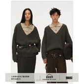 假两件双领结构针织套头毛衫 BALIANG「捌樑」修 decorate 上衣