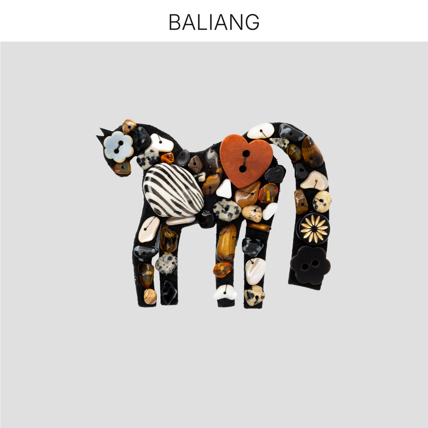 BALIANG捌梁〔鬃谒〕手缝牛皮复古纽扣缀物杂货小马配饰胸针