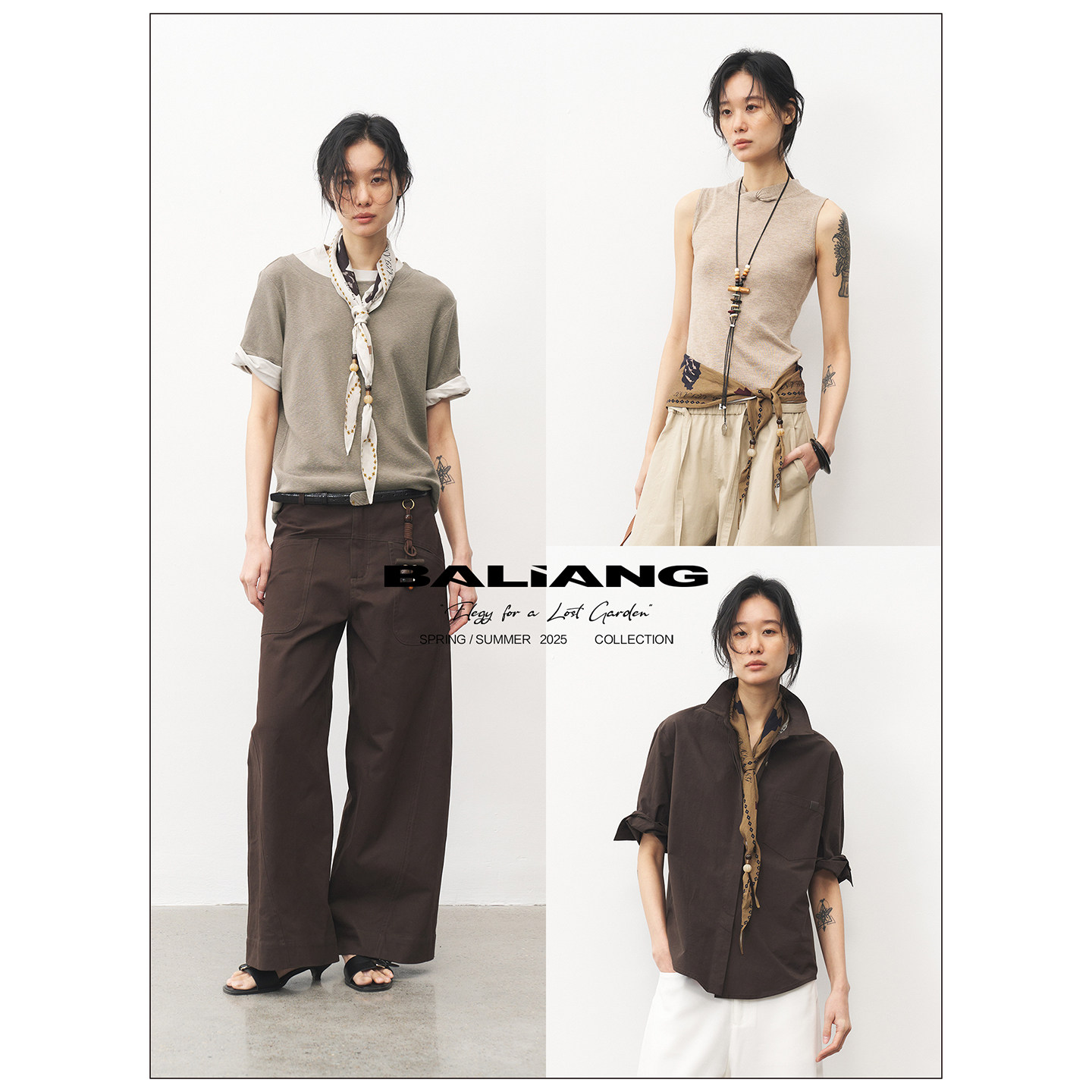 BALIANG「捌樑」拂'Blow'定制松鼠复古印花菱形多造型领巾头巾