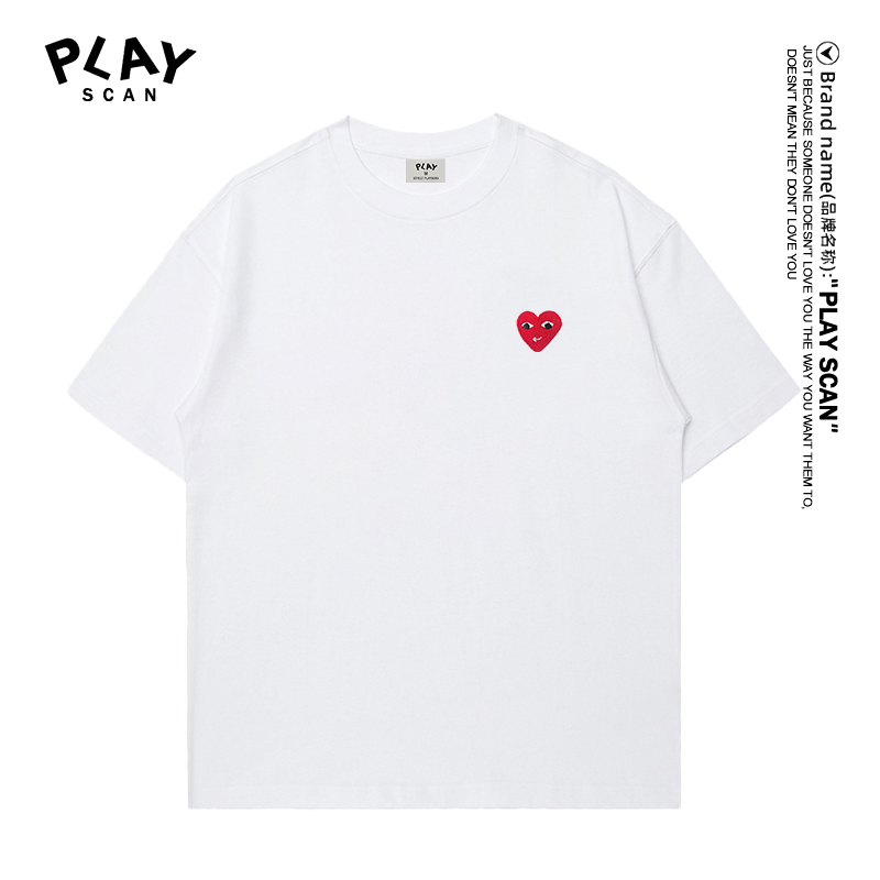 PLAY官方短袖T恤女爱心刺绣纯棉半袖打底情侣款时尚潮流休闲体恤
