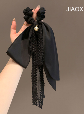 高级感气质蝴蝶结飘带蕾丝发带大肠发圈夏新款绑头发发绳头绳