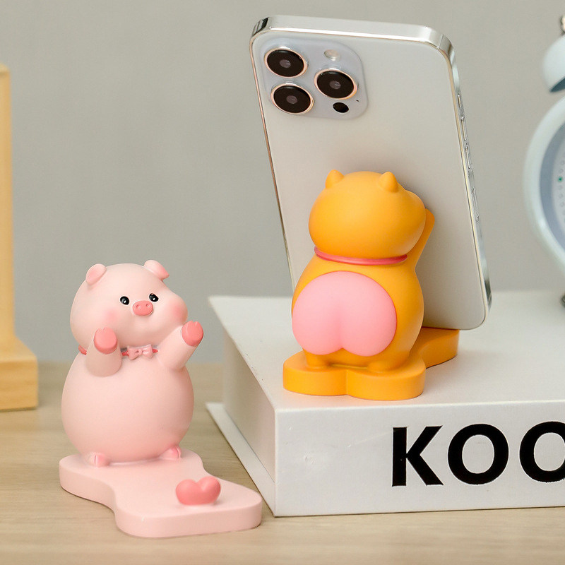 软萌治愈系手机座解压卡通公仔情侣平板支架办公桌面摆件追剧神器