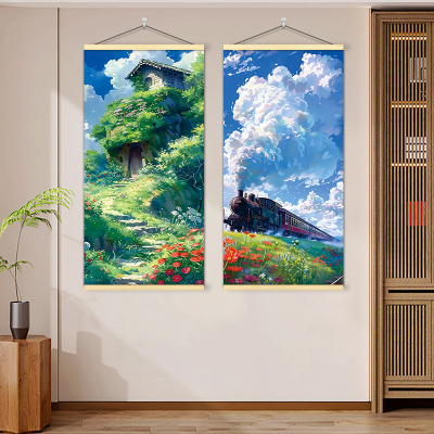 宫崎骏风景挂画夏天卡通小清新治愈系全家福动漫壁纸卧室床头海报