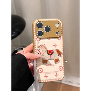 u3x保护套 y200i气垫防摔x200可爱iqoo 金属漆刺绣小马适用vivox200pro手机壳x100 x90本命年s30promini新款