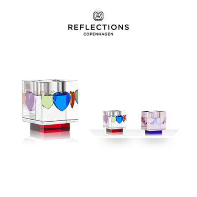 新年礼物Reflections Copenhagen反射哥本哈根Lea心形烛台粉水晶