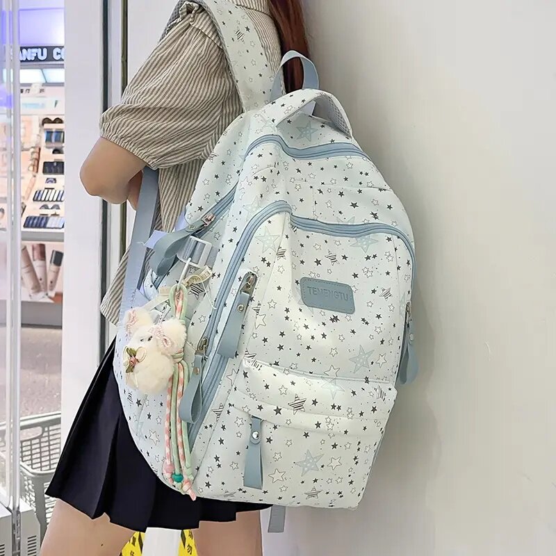 学院风五角星大容量女学生双肩包