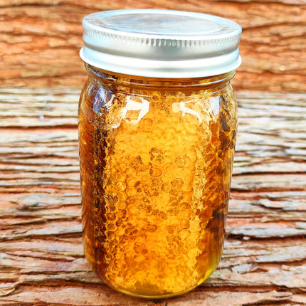 野生蜂巢蜜嚼着吃纯正天然原生态老蜂窝成熟土蜂蜜老巢蜜500g瓶装