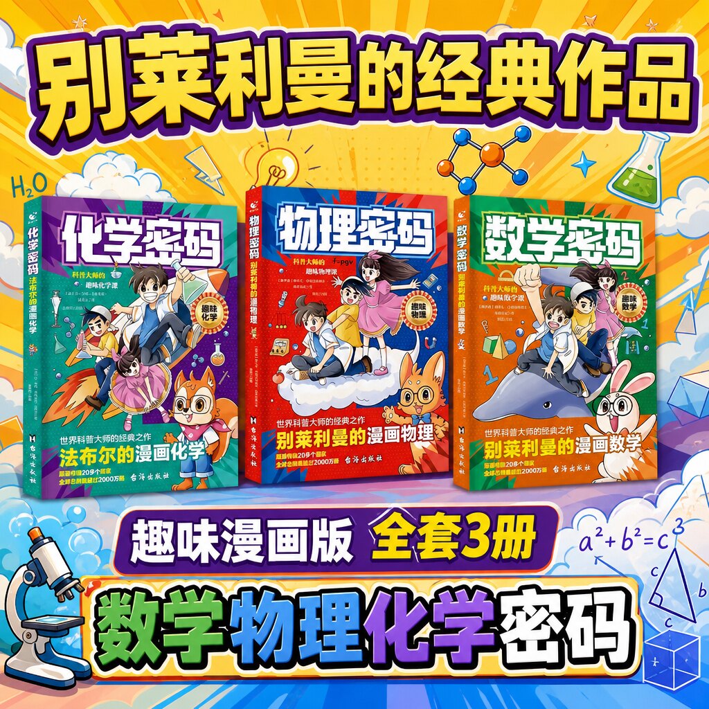 数学物理化学密码别莱利曼的漫画数学+物理+化学趣味物理学法布尔的给孩子的启蒙书籍儿童百科全书数学启蒙书科普经典丛书绘本