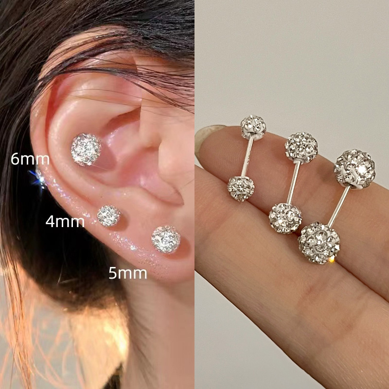 钛钢耳钉女养耳洞小众设计感2025高级感耳骨钉镶钻耳蜗钉耳环耳饰