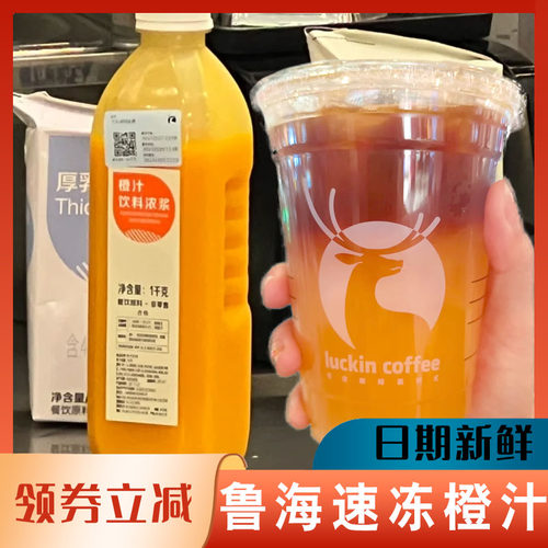 鲁海橙汁HPP冷冻橙浆瑞瓶装1kg无果粒橙汁幸橙C美式原浆咖啡原料