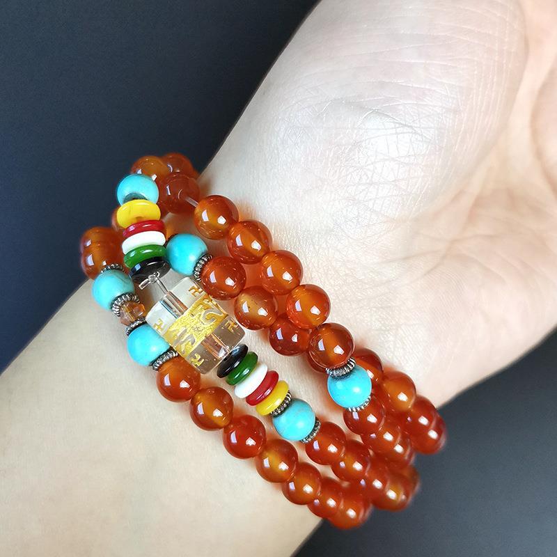 玛瑙多圈手链水草海洋玉髓三四圈六字真言手串男女款绕圈手排