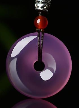 巴西天然玛瑙玉髓平安扣红绿粉糖色平安扣吊坠挂坠项链坠子情侣款