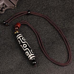 天珠项链西藏九眼天珠挂件黑白天然玛瑙男女款藏式真品藏族项链