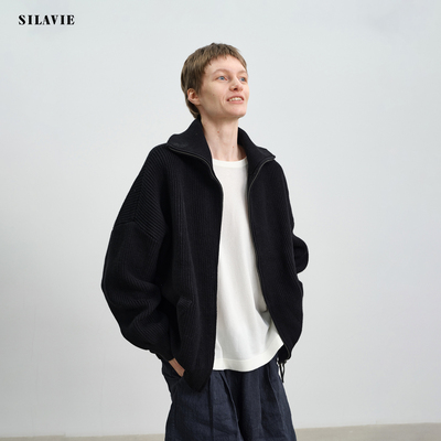 SILAVIE山羊绒重磅针织开衫外套