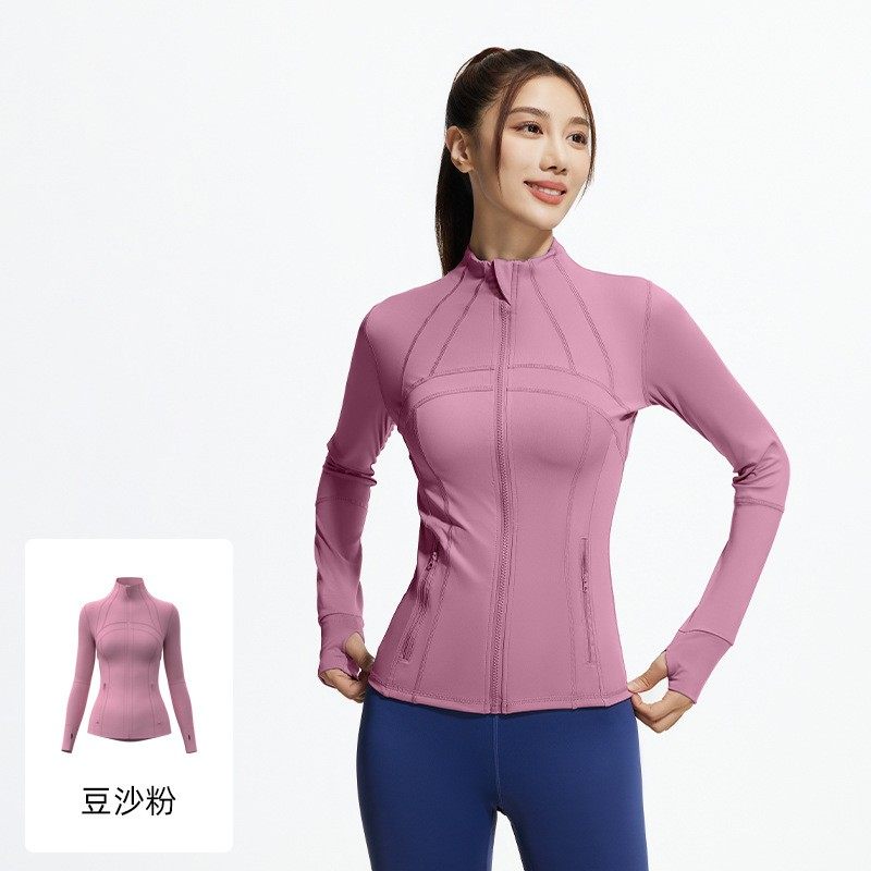 蜜桃裸感运动外套拼接立领透气弹力口袋修身显瘦跑步健身瑜伽上衣,运动/瑜伽/健身/球迷用品,瑜伽外套,淘宝优惠券,粉丝福利购,淘宝优惠卷