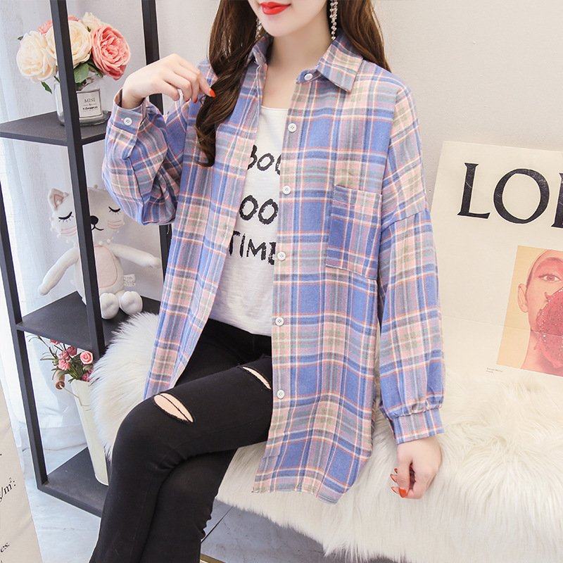 韩版宽松300斤大码bf风防晒复古休闲格子春秋长袖衬衫240斤上衣女,女装/女士精品,衬衫,淘宝优惠券,粉丝福利购,淘宝优惠卷
