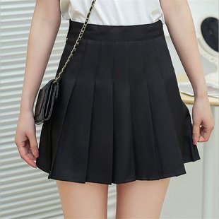 a字裙 百褶裙女夏短裙高腰网球裙显瘦黑色百褶裙子冬季新款半身裙