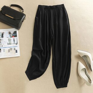 棉绸灯笼裤绵绸人造棉瑜伽灯笼裤休闲宽松太极裤阔腿裤纯色女裤夏