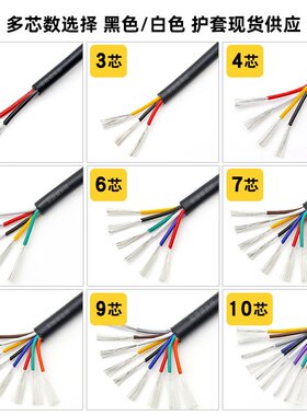 现货 2464护套线 24awg 2芯 3芯 4芯 6芯 8芯美标白色dc电源线