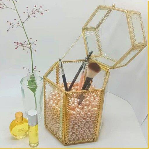 六边形化妆笔筒化妆刷子收纳桶珍珠美妆刷具筒眼线眉笔收纳带盖筒