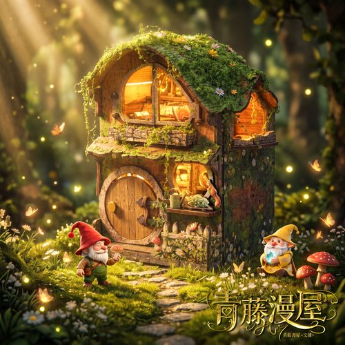 青藤漫屋木质拼装小屋书立解压