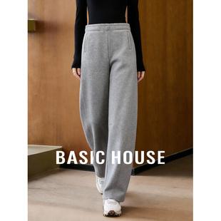 宽松保暖高腰直筒休闲长裤 2026新款 女冬季 百家好加绒加厚弯刀卫裤