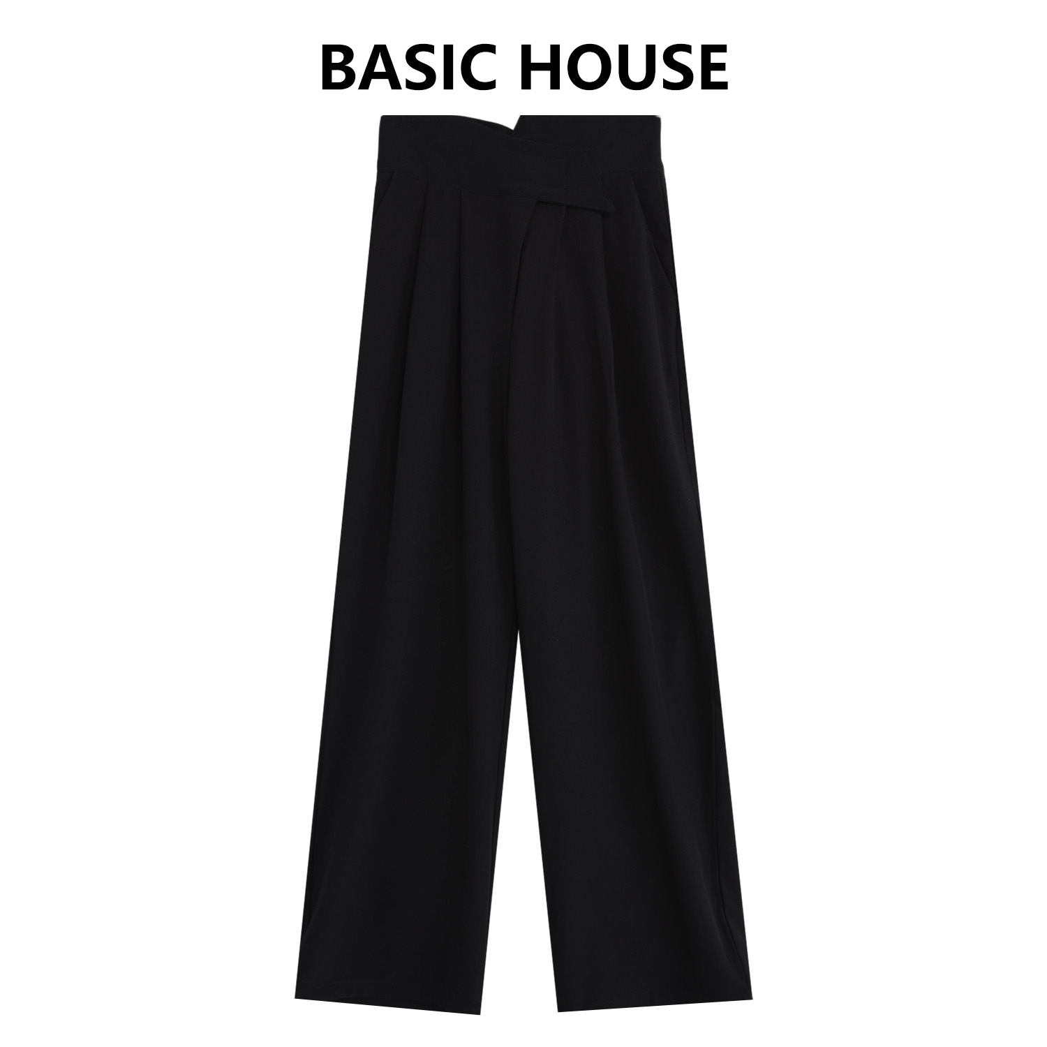 Basic House/百家好夏季新款轻薄透气百搭高腰显瘦直筒休闲长裤女 - 封面