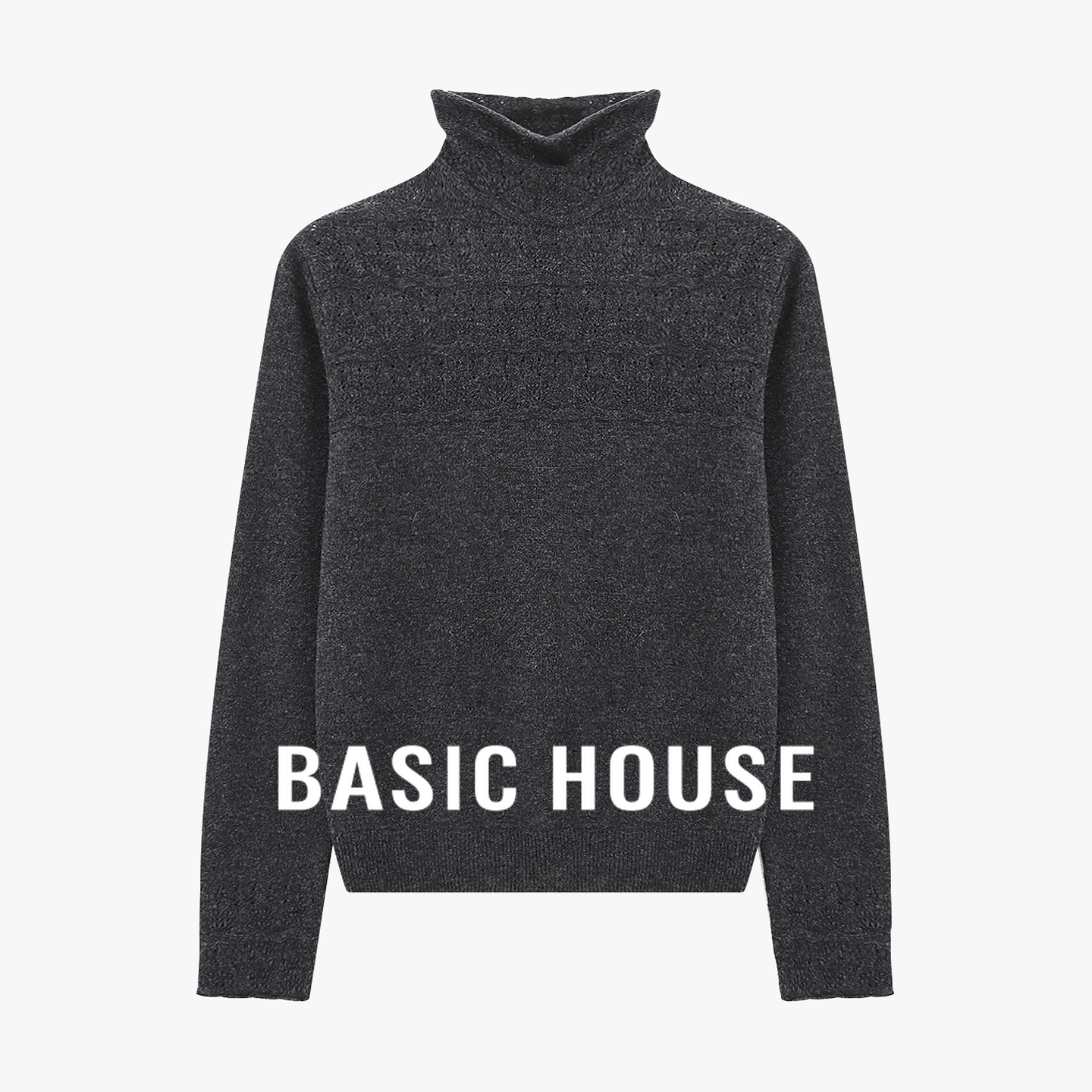 百家好高领肌理坑条修身打底衫软糯混纺通勤保暖极简风上衣针织衫