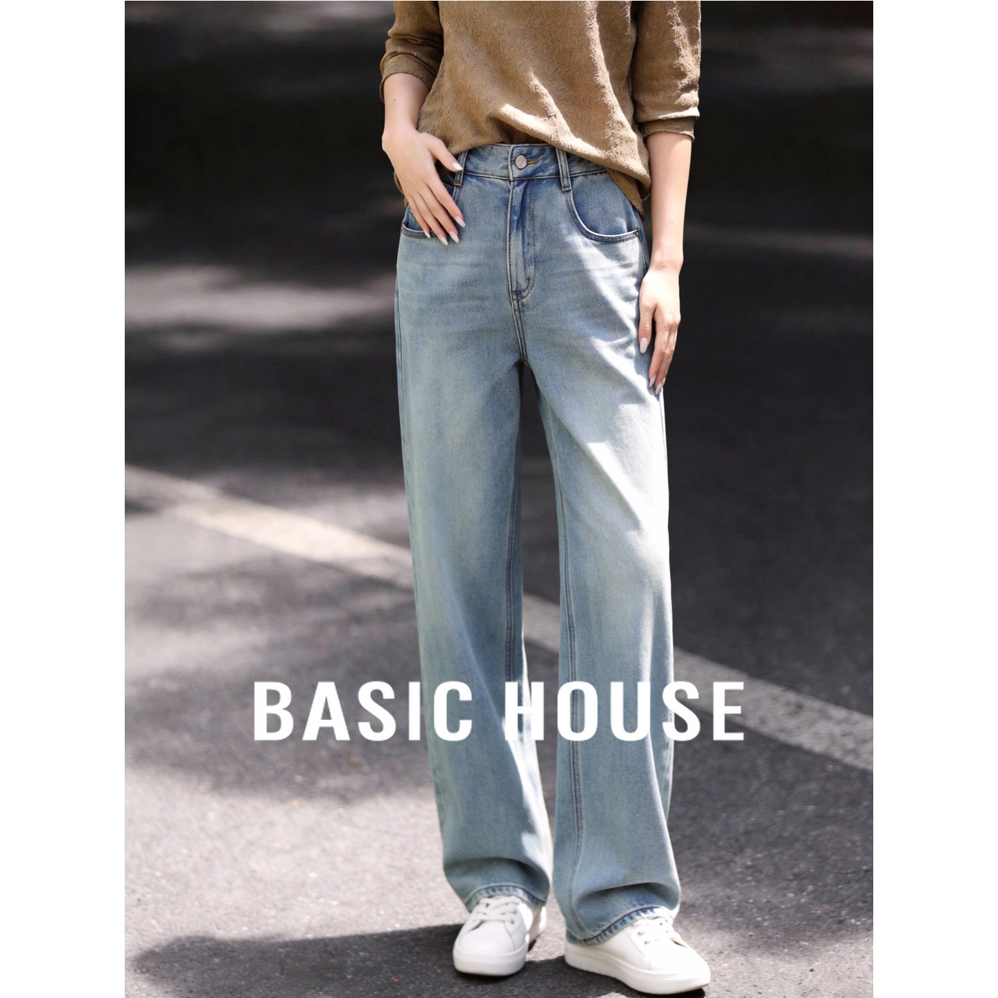 Basic House/百家好基础款高腰直长裤筒春季新款休闲百搭牛仔裤女,女装/女士精品,牛仔裤,淘宝优惠券,粉丝福利购,淘宝优惠卷