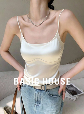 Basic House/百家好纯色细肩带吊带背心女春季新款基础内搭打底衫