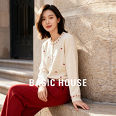 House 百家好韩版 小众针织开衫 Basic 女秋冬新款 减龄刺绣百搭外套