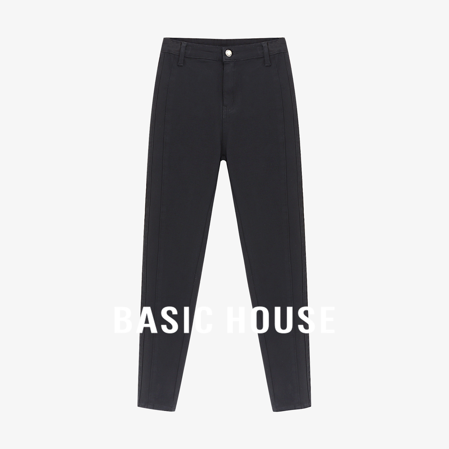 Basic House/百家好外穿黑色紧身小脚裤女冬季高腰弹力显瘦打底裤