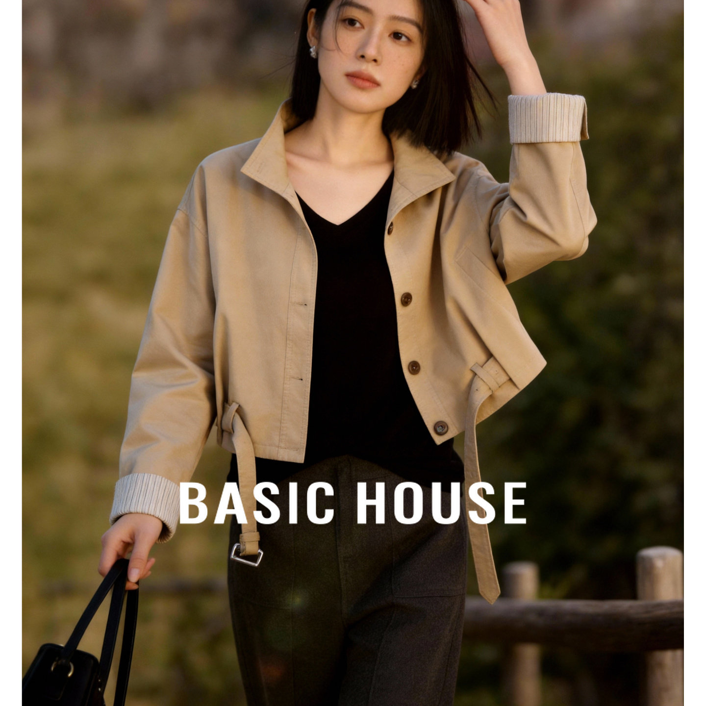 百家好立领短外套女士春季2026新款风衣设计感气质显瘦百搭上衣