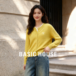 百家好内搭可外穿毛衣女秋冬2025新款针织衫黄色温柔风假两件上衣