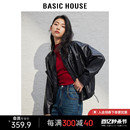 百家好黑色短款 机车皮衣2024春季 House Basic 小个子显瘦夹克外套