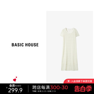 连衣裙春季 Basic 百家好拼接设计感短袖 宽松裙子 House 显瘦中长款