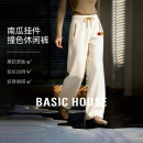 Basic House/百家好摇粒绒休闲裤女冬加厚南瓜挂件保暖百搭阔腿裤