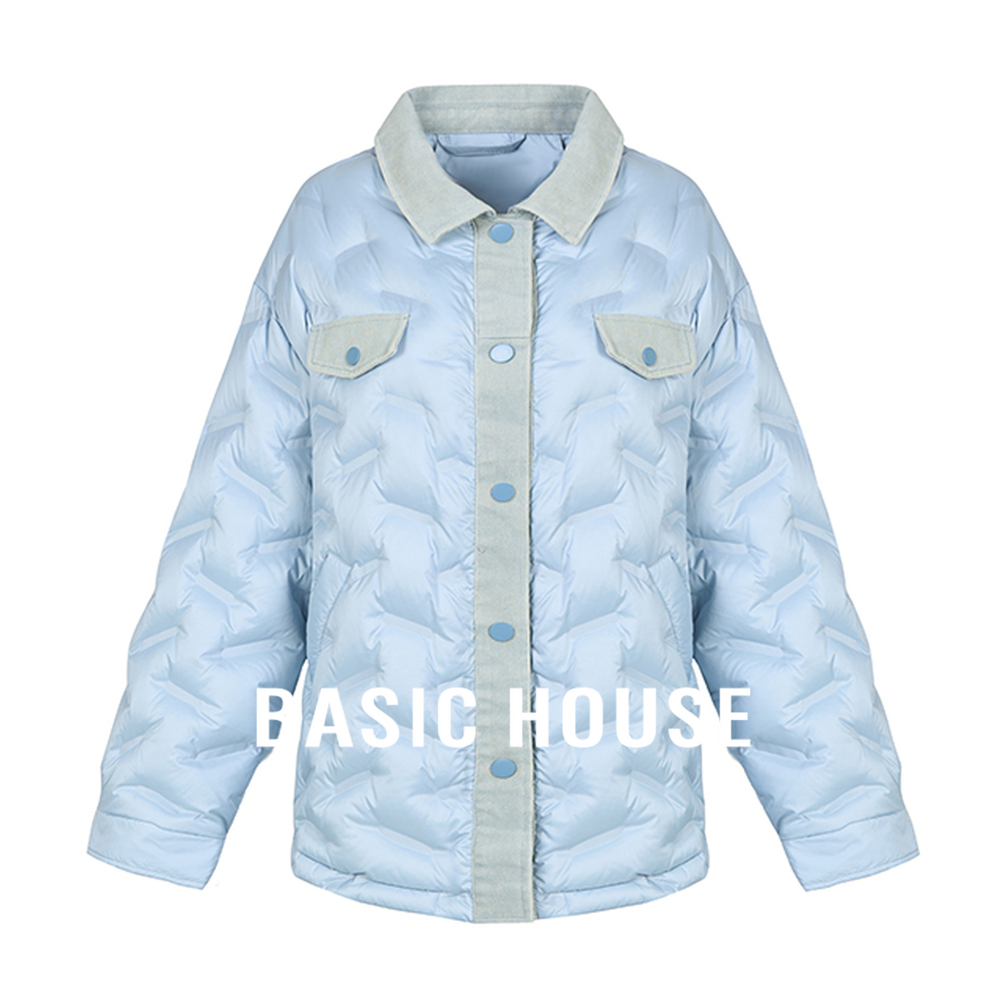 Basic House/百家好轻薄翻领羽绒服女冬季高级感百搭保暖时尚外套