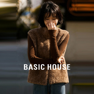 Basic House/百家好立领马甲女款冬季新款叠穿显瘦保暖背心上衣