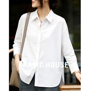 女春季 百家好白色衬衫 新款 百搭经典 宽松叠穿衬衣 Basic 长袖 House