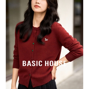 气风温柔显瘦百搭针织衫 百家好彩扣萌趣刺绣开衫 圆领上衣春日元