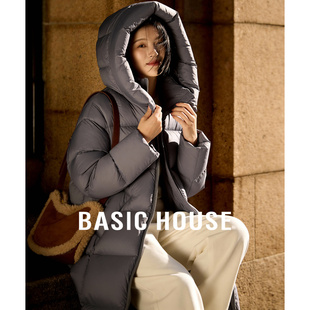 中长款 新款 连帽双拉链白鸭绒外套 立领保暖羽绒服女冬季 百家好韩版