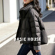 Basic 保暖外套 羽绒服女冬时尚 House 百家好90白鸭绒立领宽松短款