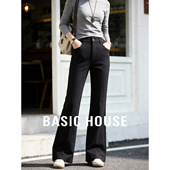 House 纯色西装 百家好黑色垂感喇叭裤 Basic 女春季 新款 垂感微喇裤