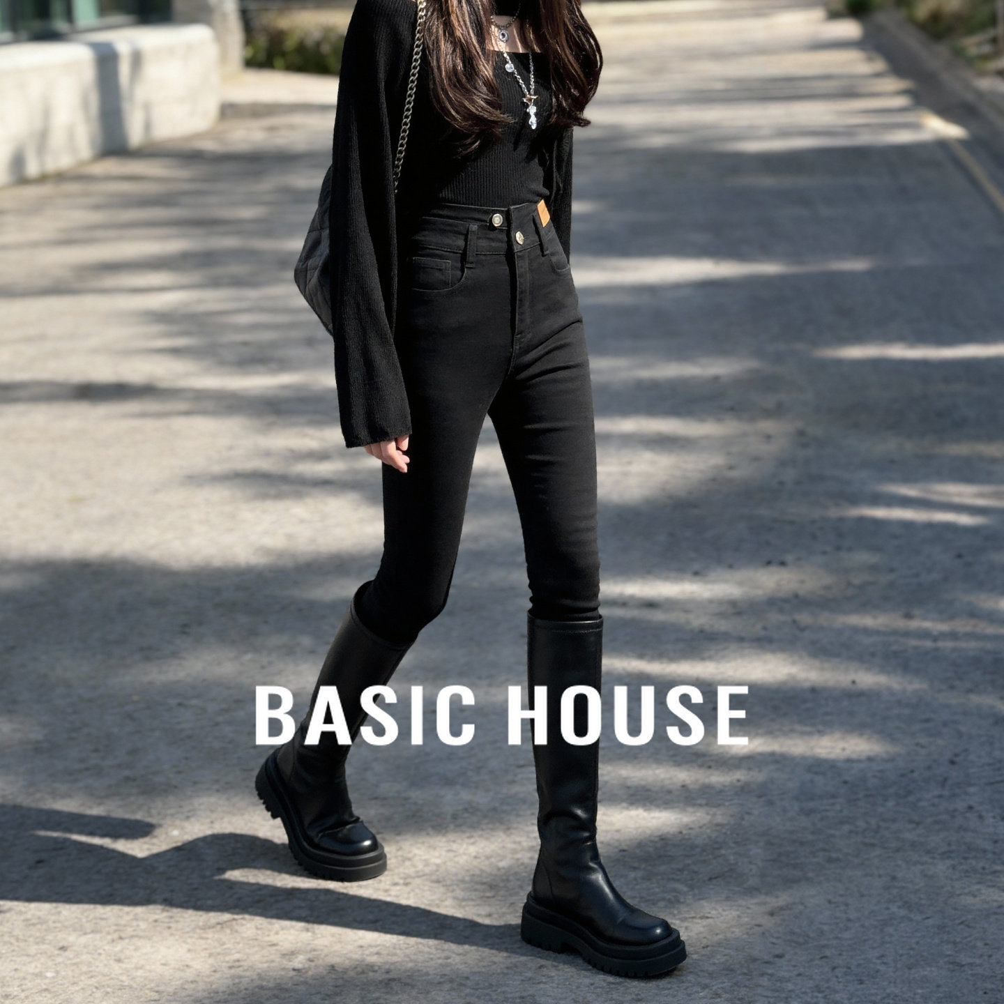 Basic House/百家好高腰紧身铅笔牛仔裤女新款加绒修身气质小脚裤,女装/女士精品,牛仔裤,淘宝优惠券,粉丝福利购,淘宝优惠卷