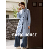 系带收腰中长款 Basic 新款 百家好蓝色立领风衣春季 气质外套 House