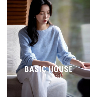 百家好彩点圆领针织衫女春季新款宽松慵懒风长袖套头内搭外穿毛衣