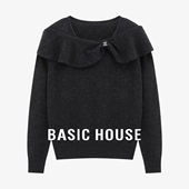 针织衫 Basic 女冬通勤圆领时尚 长袖 House 百家好领口设计感羊毛衫