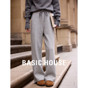 女士遮肉显瘦直筒卫裤 新款 子 春季 百家好灰色拼接剪裁阔腿休闲长裤