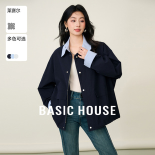 襯衫 Basic 撞色百搭寬松氣質感翻領長袖 新款 House 百家好2025秋季
